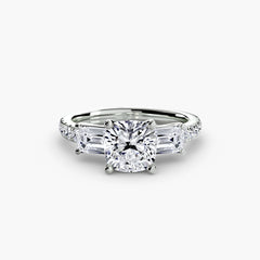Three-Stone Ring with Pavé Band 4