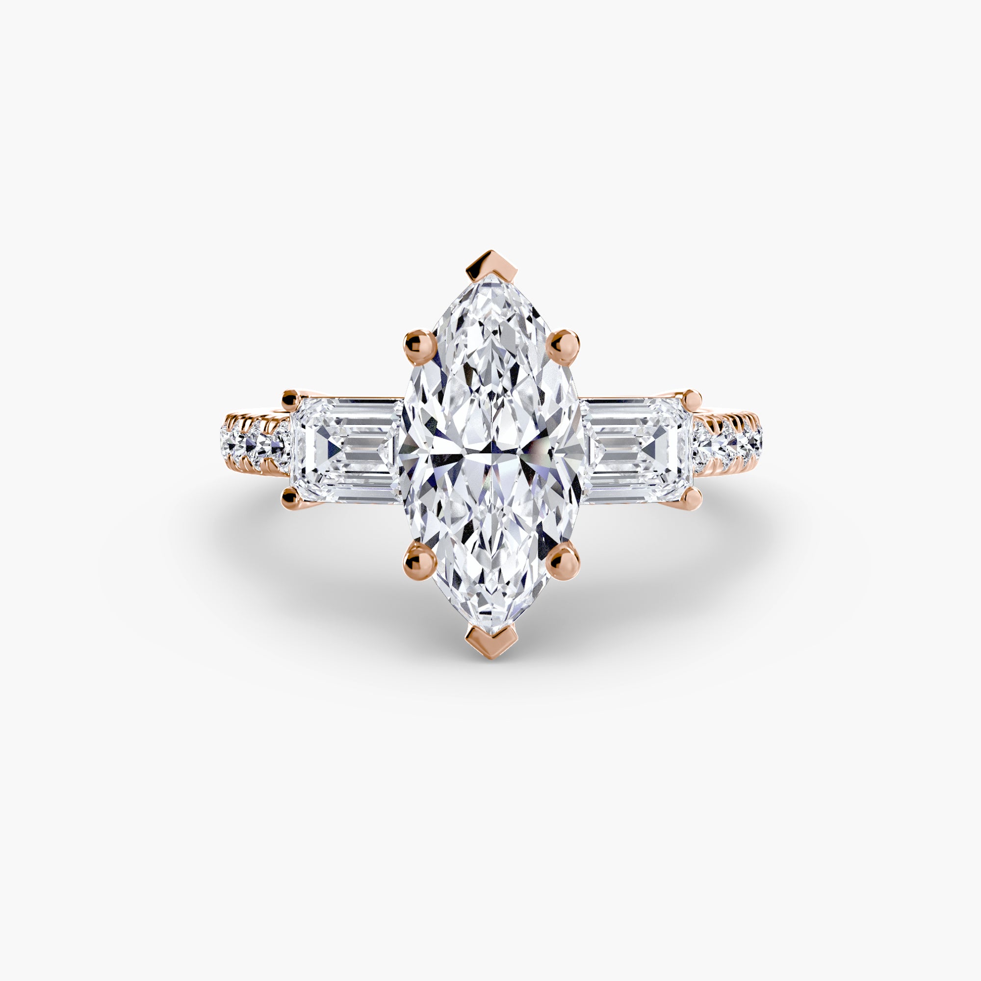 Three-Stone Ring with Pavé Band 4