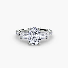 Three-Stone Ring with Pavé Band 4
