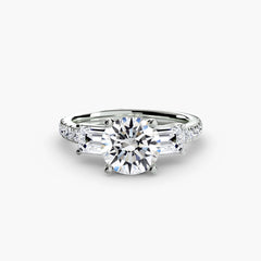 Three-Stone Ring with Pavé Band 4