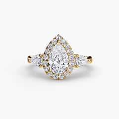 Three-Stone Ring with Halo
