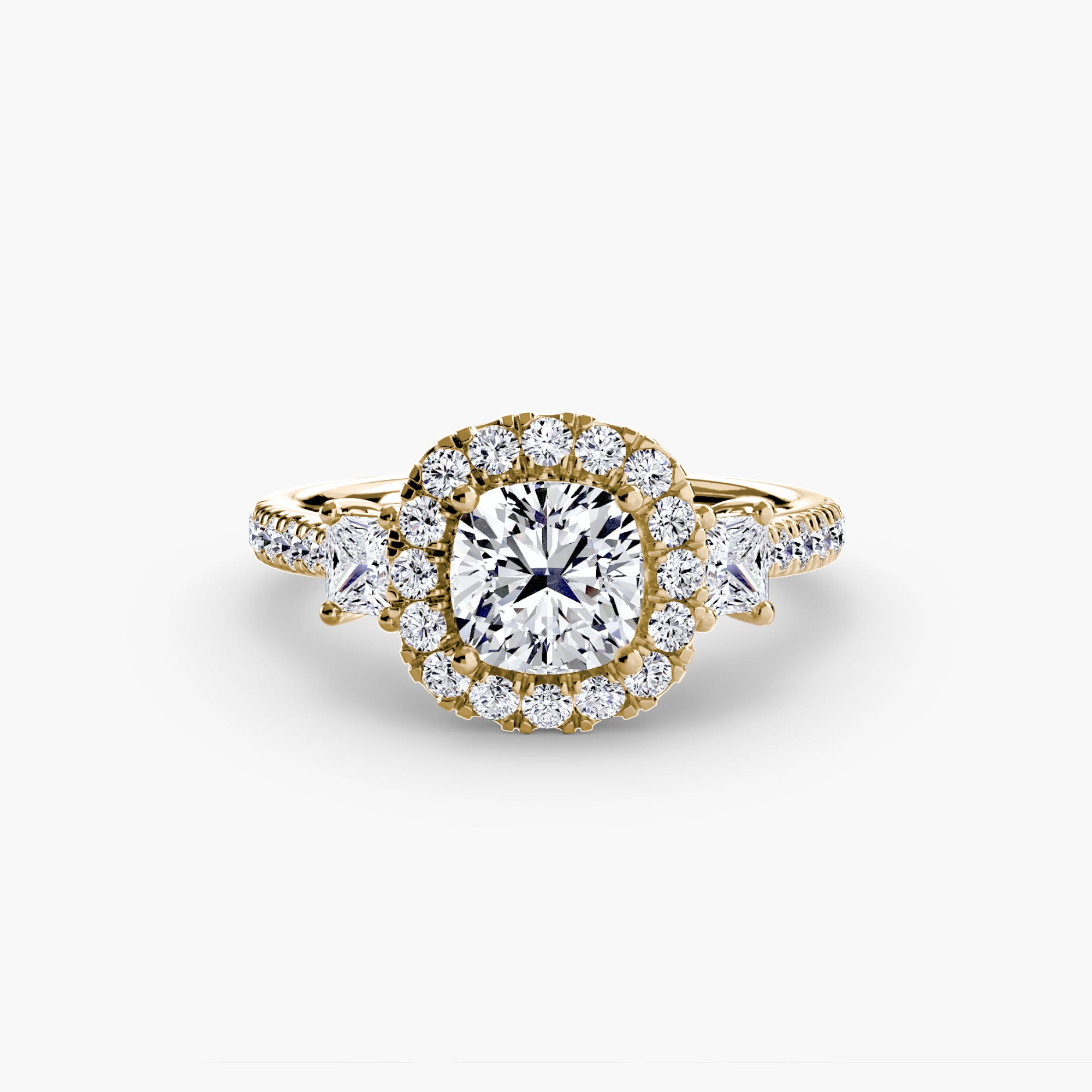 Three-Stone Ring with Halo 2