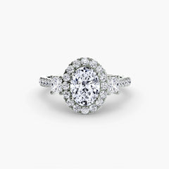 Three-Stone Ring with Halo 2