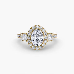 Three-Stone Ring with Halo 2