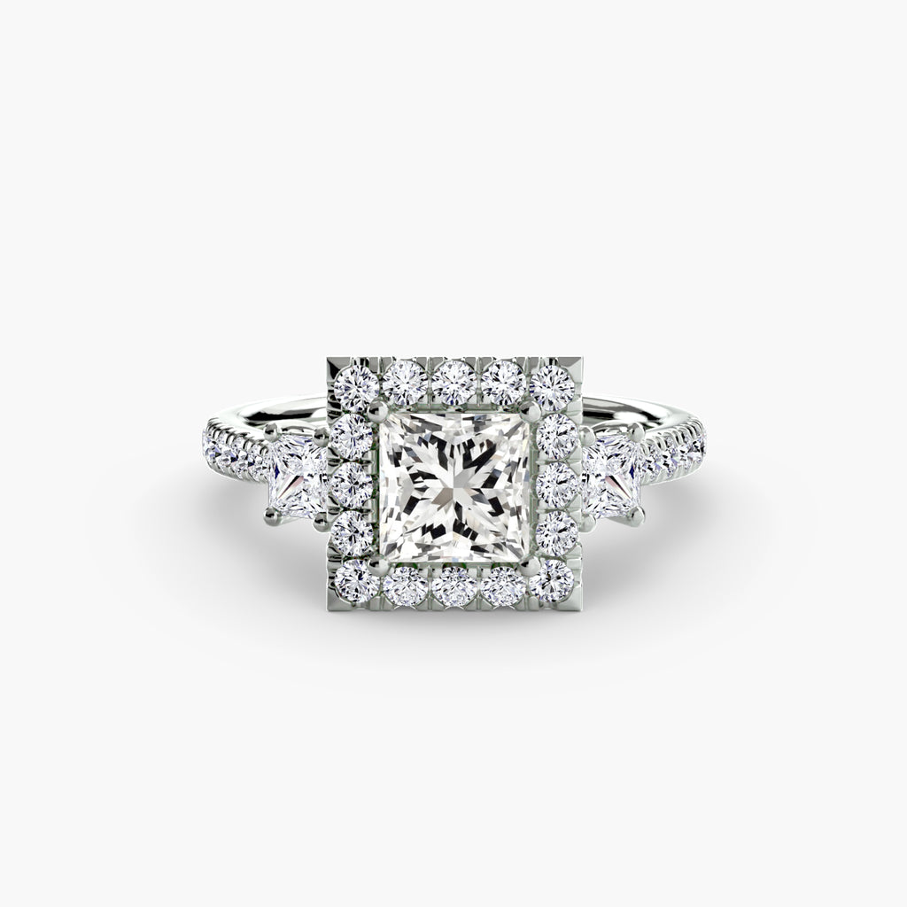 Three-Stone Ring with Halo 2