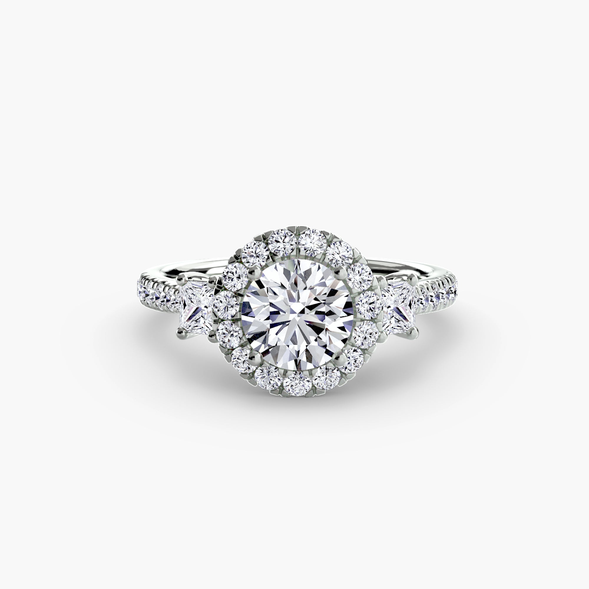 Three-Stone Ring with Halo 2