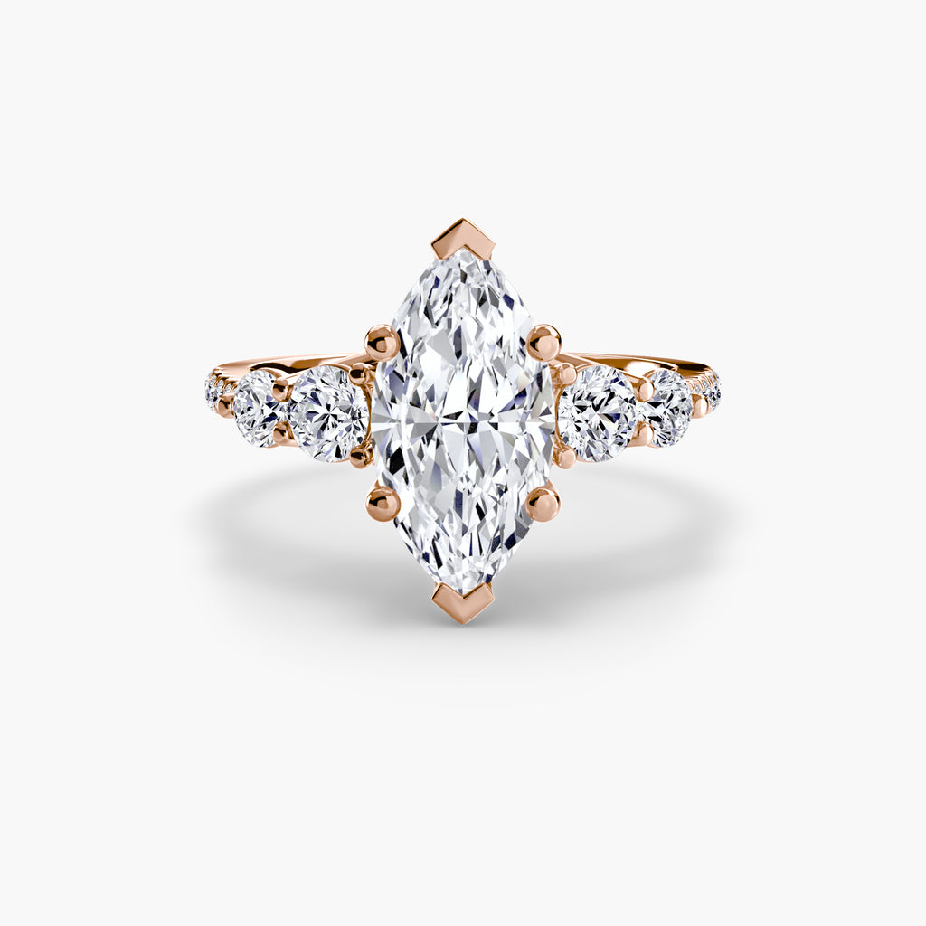 Five Stone Ring with Pavé Band