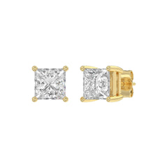 4-Prong Basket Princess Diamond Stud Earrings 3 ct