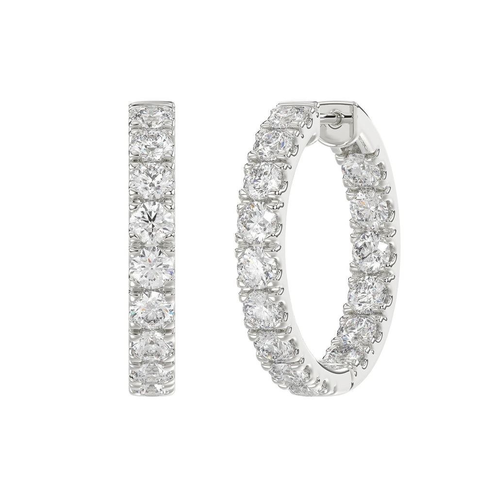 Inside-Out Round Diamond Hoop Earrings 3 ct