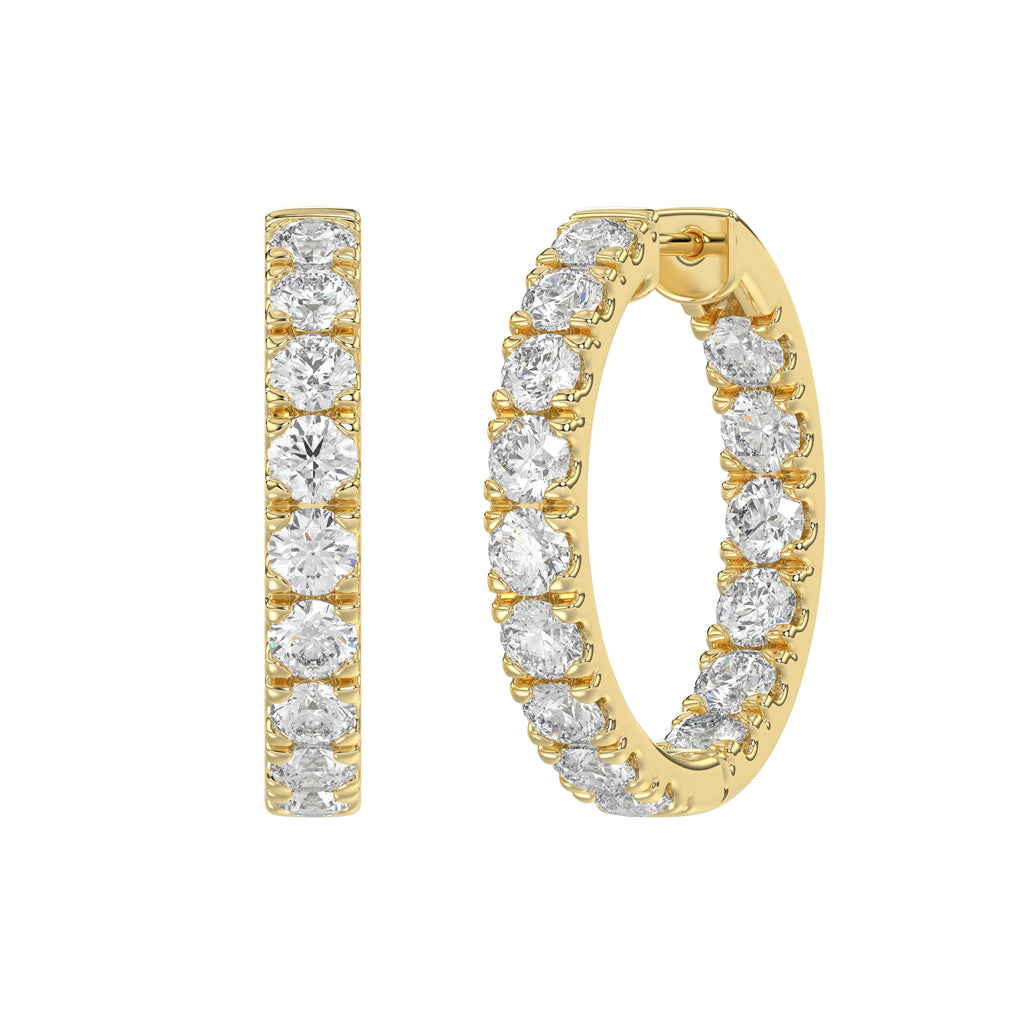 Inside-Out Round Diamond Hoop Earrings 3 ct