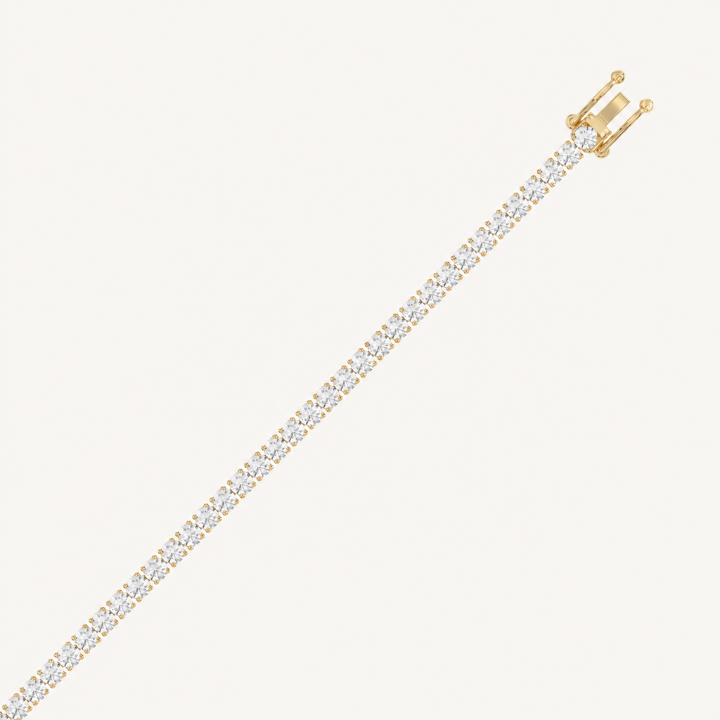 Yellow gold high-carat diamond tennis bracelet with open clasp
