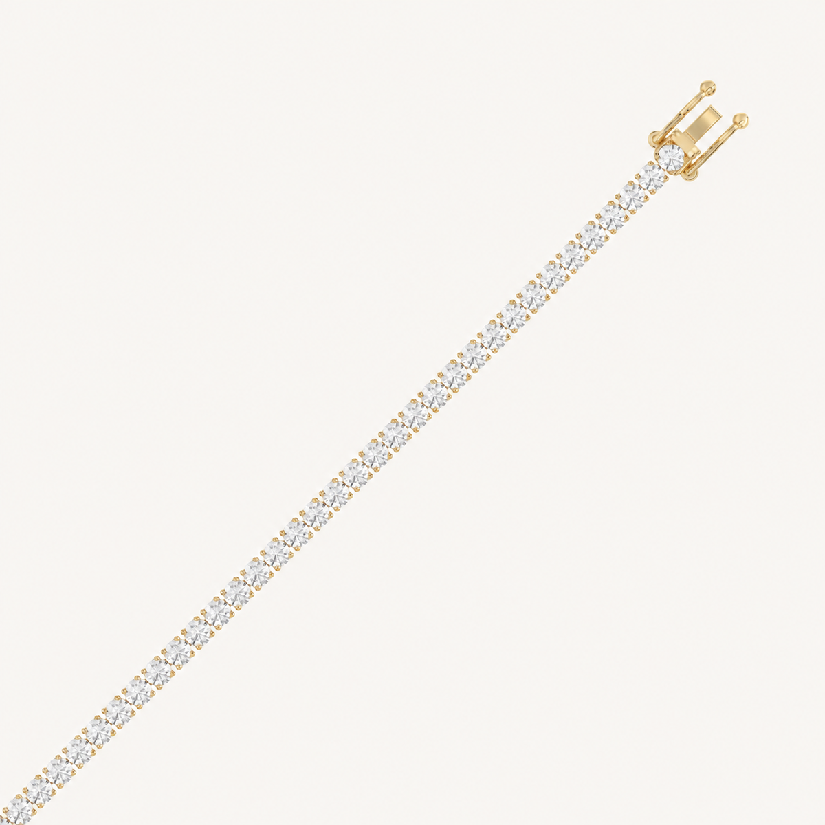 Yellow gold high-carat diamond tennis bracelet with open clasp