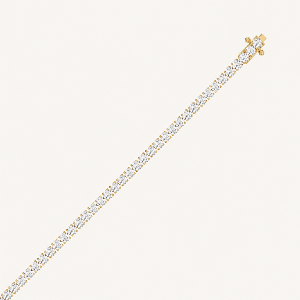Yellow gold high-carat diamond tennis bracelet with closed clasp