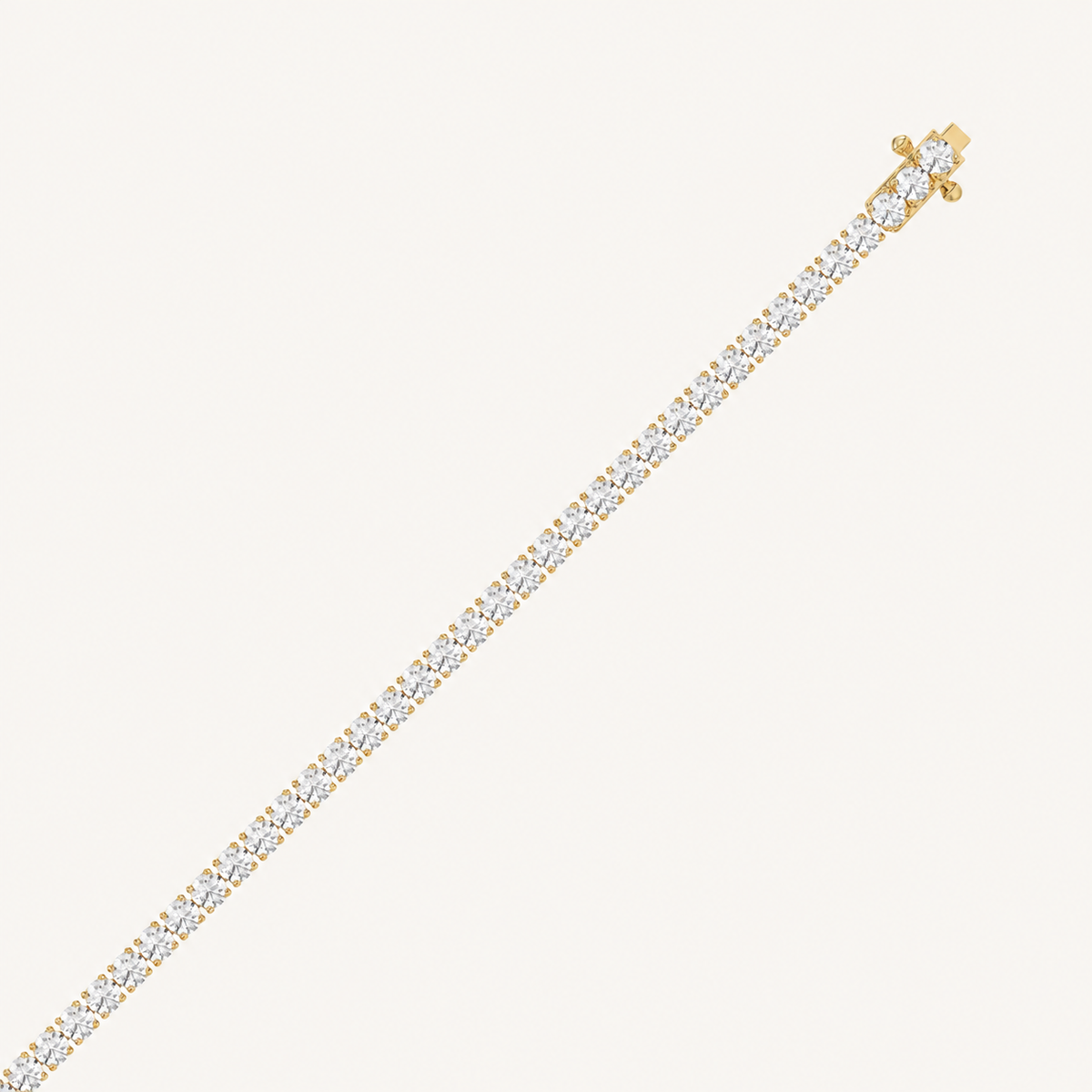 Yellow gold high-carat diamond tennis bracelet with closed clasp