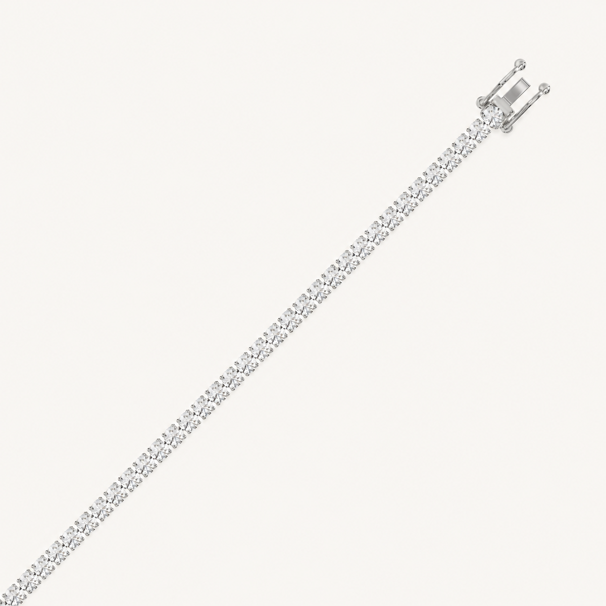 White gold high-carat diamond tennis bracelet with open clasp
