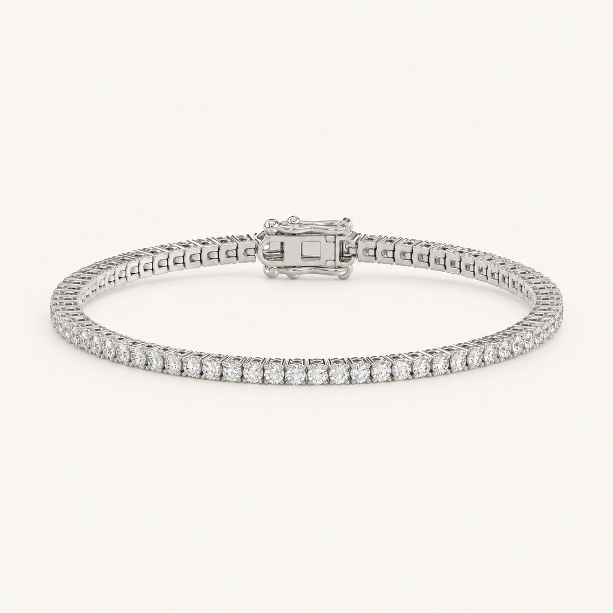 Basket 4-prong lab-grown diamond tennis bracelet in white gold