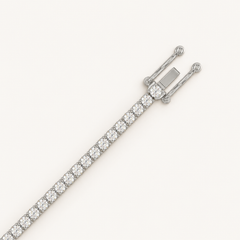 Basket 4-prong white-gold tennis bracelet with open clasp