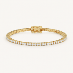 Basket 4-prong lab-grown diamond tennis bracelet in yellow gold