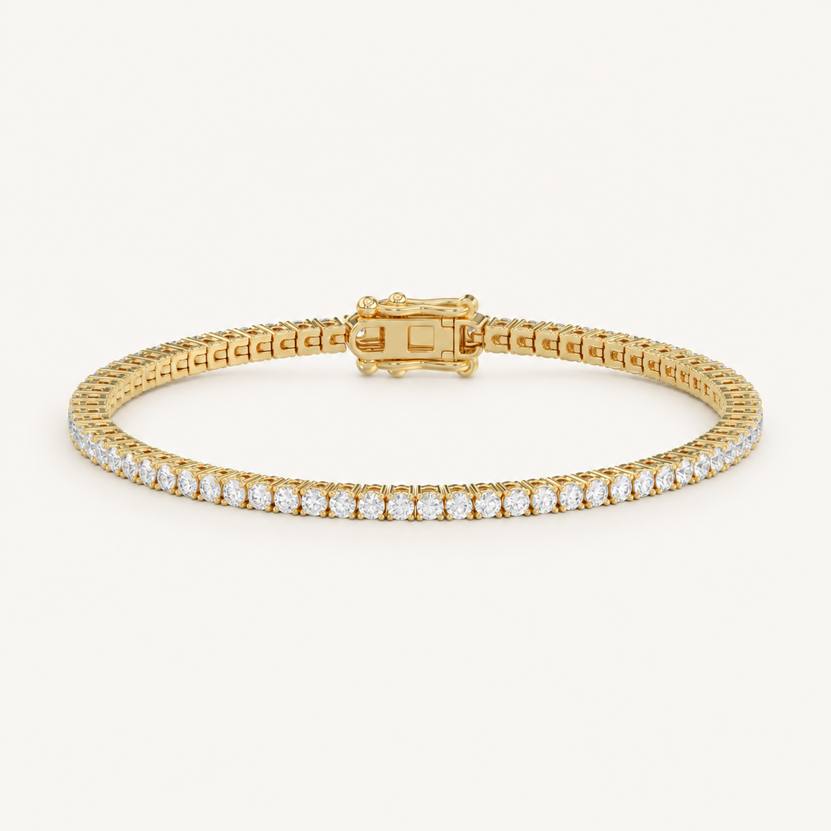 Basket 4-prong lab-grown diamond tennis bracelet in yellow gold