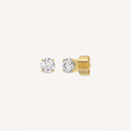4-prong basket lab-grown diamond stud earrings in yellow gold, 0.25 ct total weight
