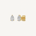 Pear-cut 3-prong basket lab-grown diamond stud earrings in yellow gold, 0.5 ct total weight
