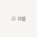 White gold round-cut four-prong basket lab-grown diamond stud earrings, 0.25 ct total weight