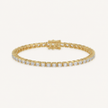 Emerald-cut lab-grown diamond tennis bracelet in yellow gold, full bracelet