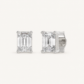 Emerald-cut lab-grown diamond stud earrings in white gold, 1 ct total