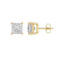 4-Prong Basket Princess Diamond Stud Earrings 3 ct