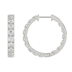Inside-Out Round Diamond Hoop Earrings 3 ct