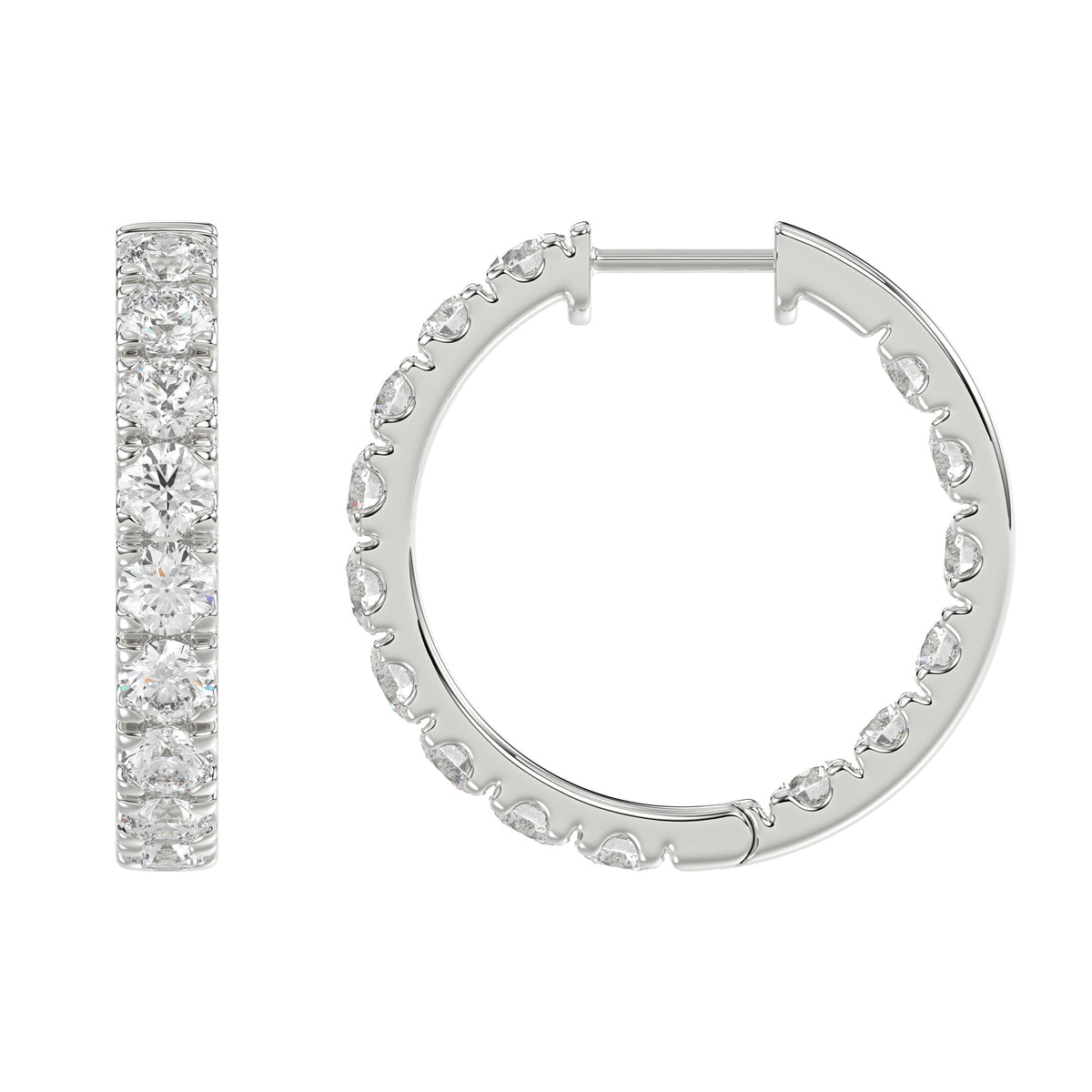 Inside-Out Round Diamond Hoop Earrings 3 ct