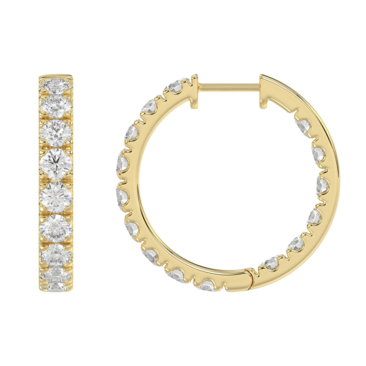 Inside-Out Round Diamond Hoop Earrings 3 ct