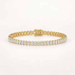 Oval-cut lab-grown diamond tennis bracelet in 14K yellow gold