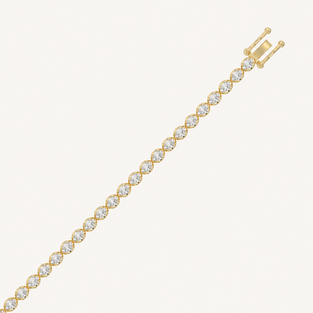 Yellow gold oval-cut diamond bracelet with open clasp