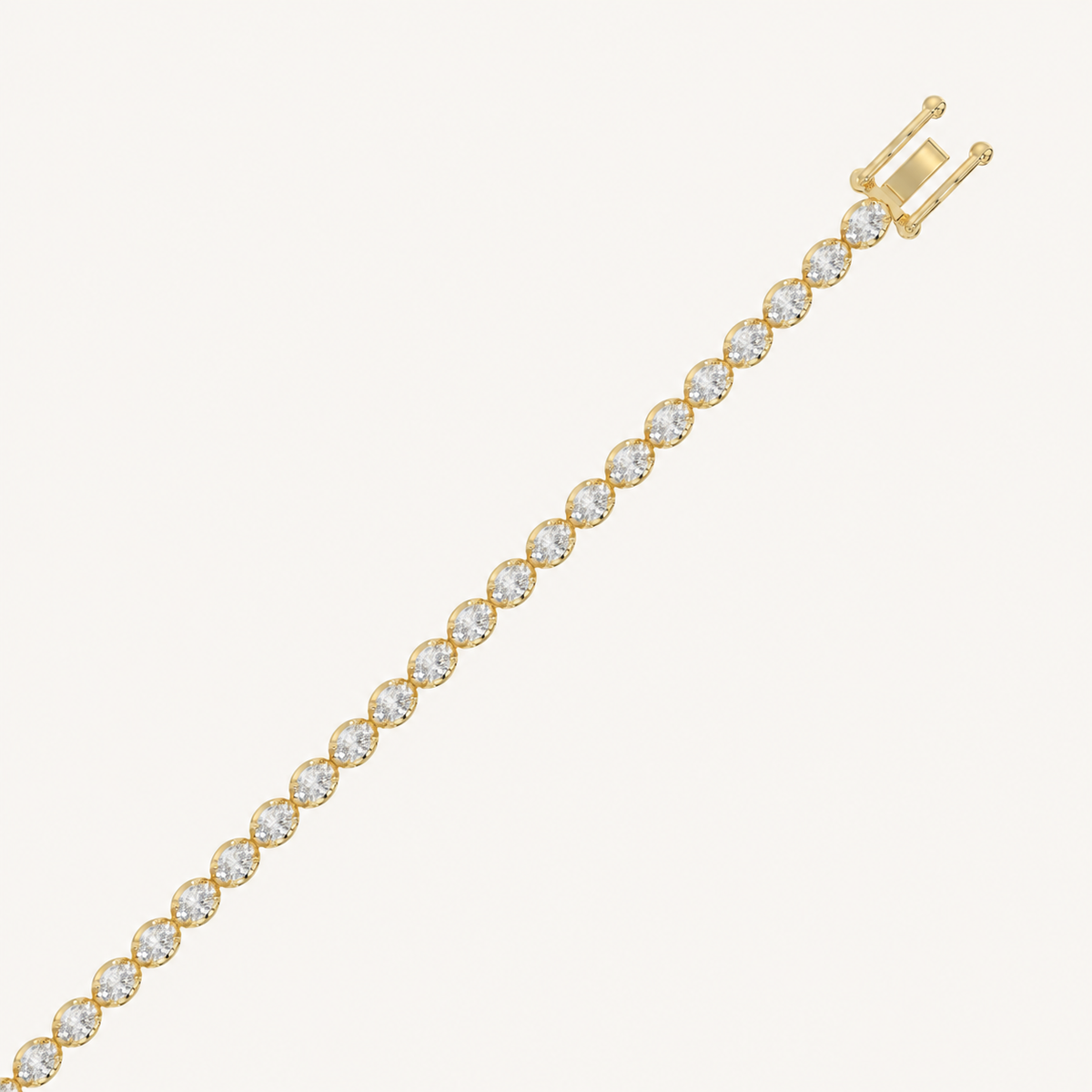 Yellow gold oval-cut diamond bracelet with open clasp