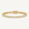 Oval-cut lab-grown diamond tennis bracelet in yellow gold, full bracelet
