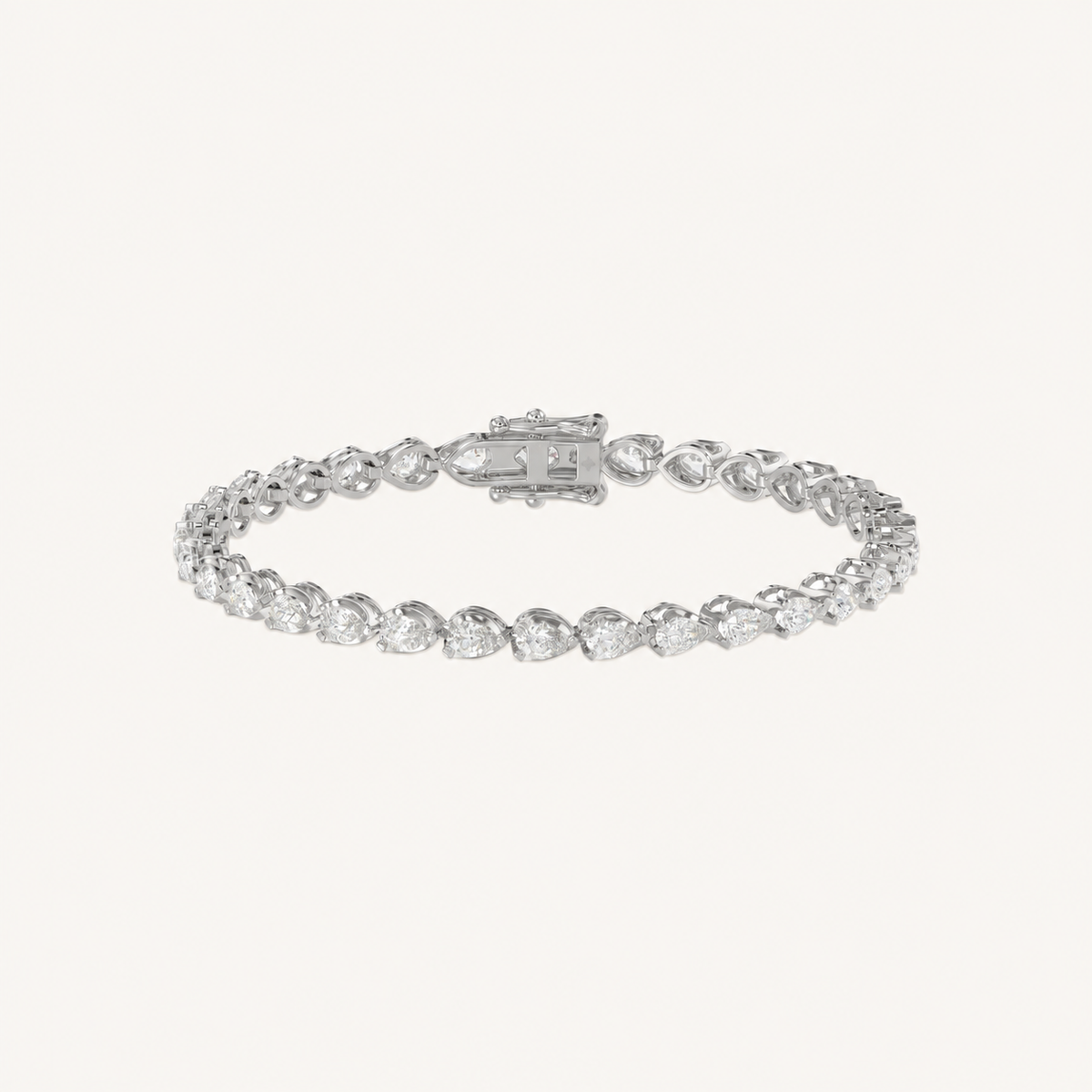 Pear-cut lab-grown diamond tennis bracelet in 14K white gold