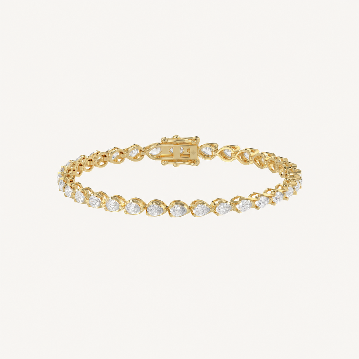 Pear-cut lab-grown diamond tennis bracelet in 14K yellow gold