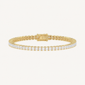 Princess-cut lab-grown diamond tennis bracelet in yellow gold, full view